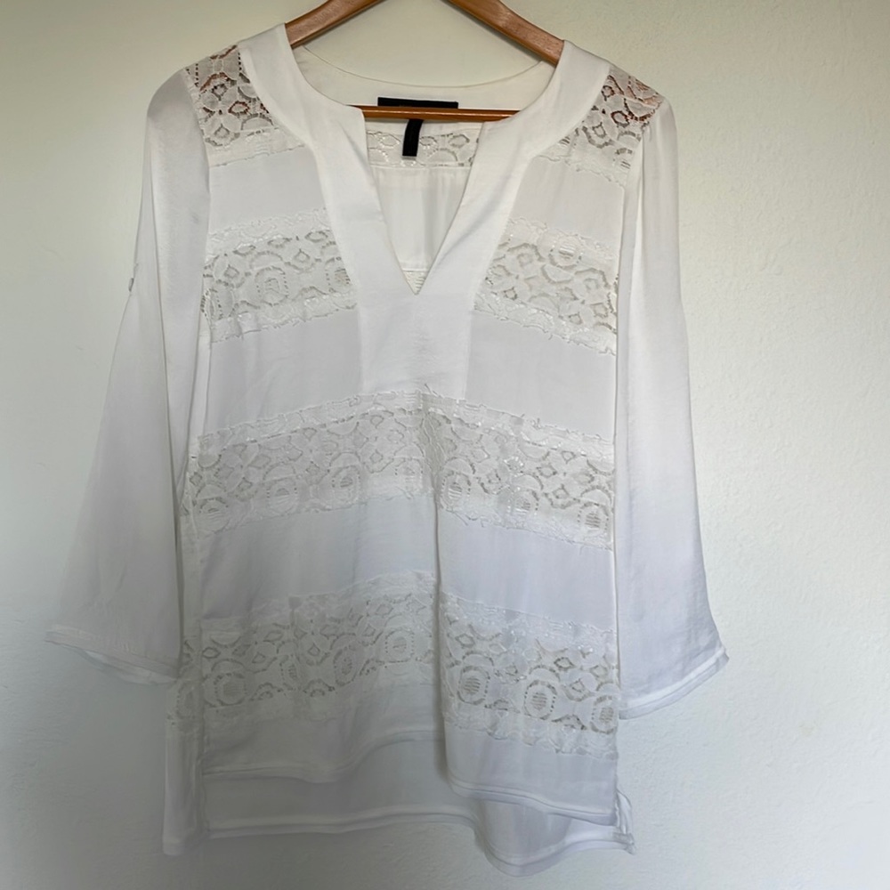 BCBGMAXAZRIA Lace Stripe Blouse Size S